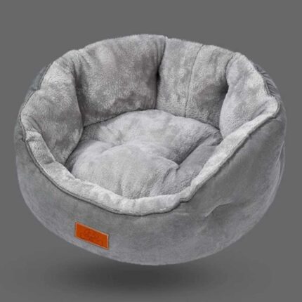 CAMA PIEL SINTÉTICA PARA GATOS Y PERROS-GRIS-