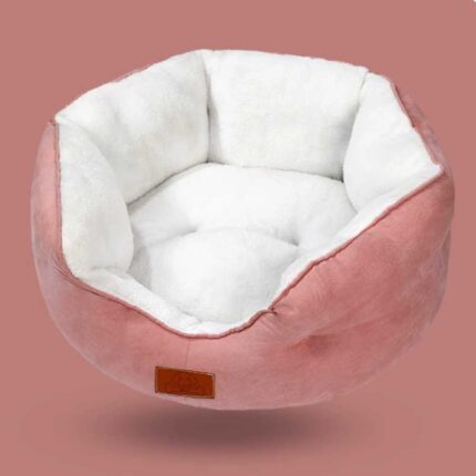 CAMA DE PIEL SINTÉTICA PARA GATOS Y PERROS-ROSA-